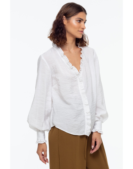 Ruffle Me Shirt (White) - Tops : Just Looking - BLAK W23