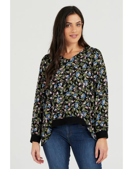 Nova Top (Black Floral)