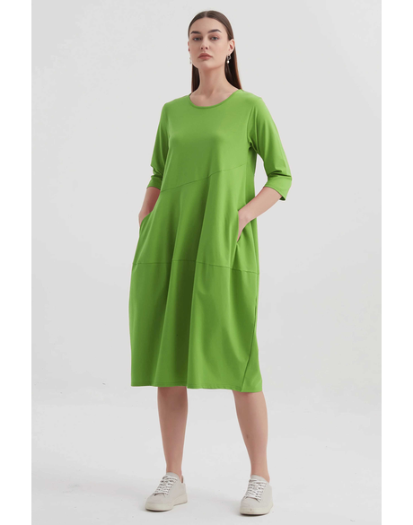 Diagonal Seam Dress (Grass Green)