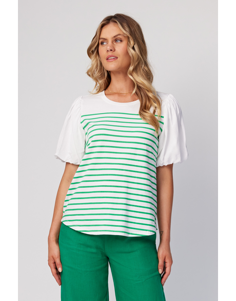 Lilly Stripe Tee (Green Stripe)