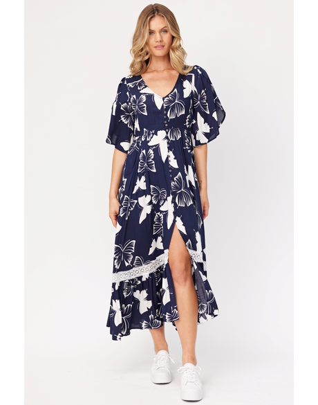 Jolander Dress (Navy Butterfly)