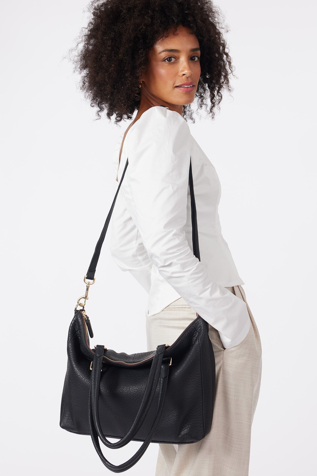 Greta large outlet pebbled leather satchel