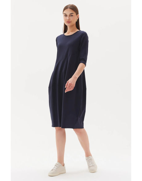 Diagonal Seam Dress (Dark Navy)