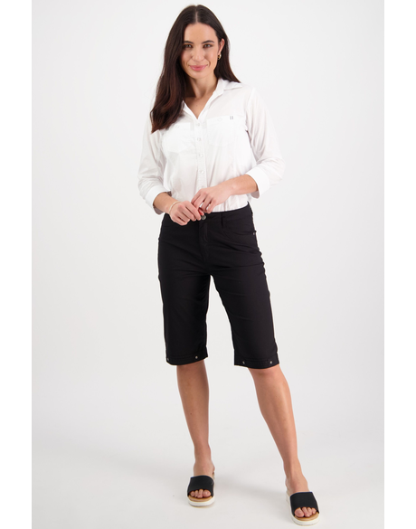 Poplin Straight Leg Short (Black)