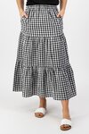 Long Tiered Skirt (Black Check)