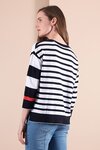 Sweater - Boxy, Stripes (True Navy/White/Coral)