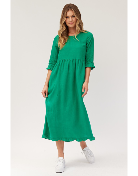 Josie Linen Dress (Green)