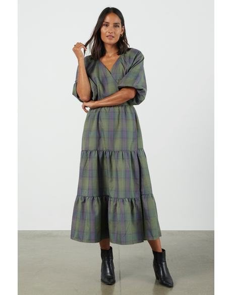 Braxton Dress (Olive Plaid)