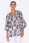 Greta Blouse (White W/ Black Floral)