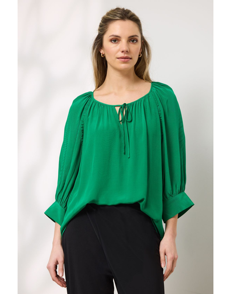 Melody Ruffle Top (Emerald) - Tops : Just Looking - Duo S23 SALES23