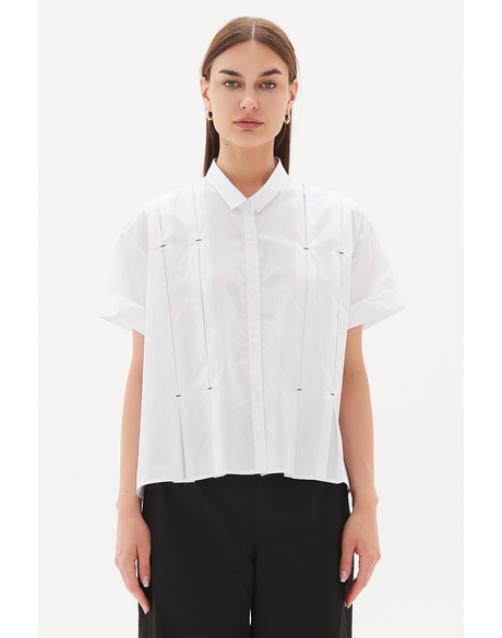 Inverted Pleat Detail Shirt - Tops : Just Looking - Tirelli S23 SALES23