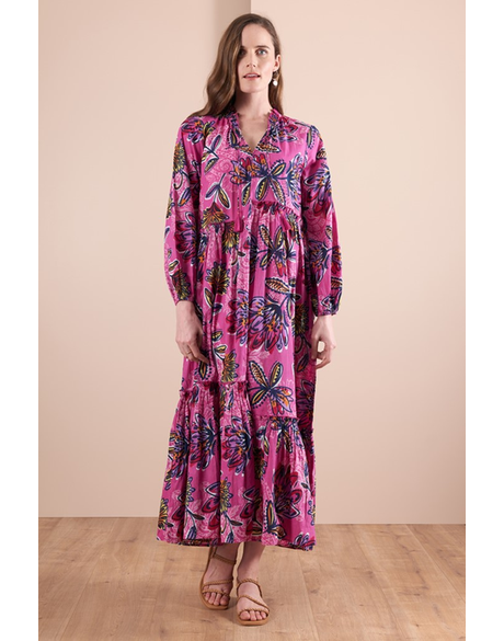 Dress - Step The Tiers (Pink Paisley)