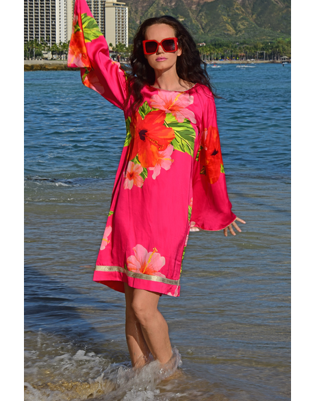 Hot N The Tropics Dress Cerise Flower Dresses Just Looking Trelise Cooper S23 Sales23 9818