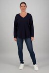 Merino V Neck Top w/ Rounded Hem