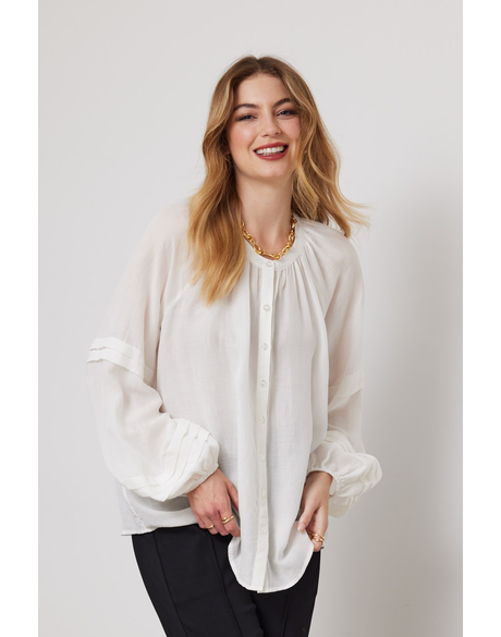 Meline Pintuck Shirt (White)