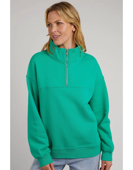 College Zip Crew (Bright Green) - Sweaters : Just Looking - Foxwood W24