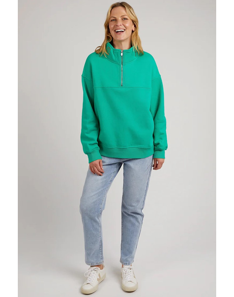 College Zip Crew (Bright Green) - Sweaters : Just Looking - Foxwood W24