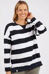 Billie Block Stripe Crew (Navy/White Stripe)