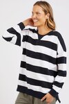 Billie Block Stripe Crew (Navy/White Stripe)