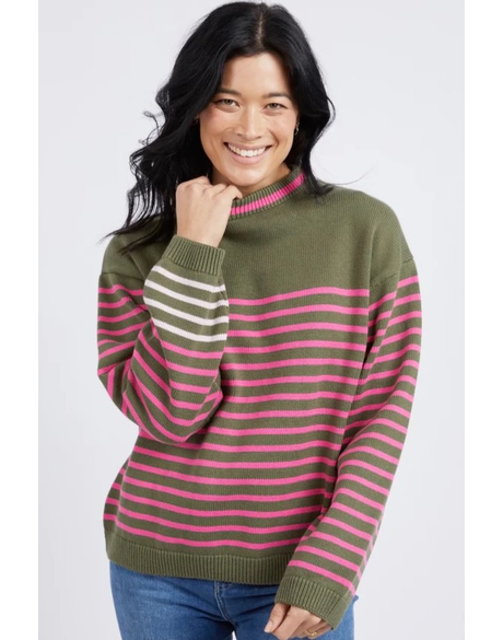 Penny Stripe Knit (Clover/Shocking Pink)