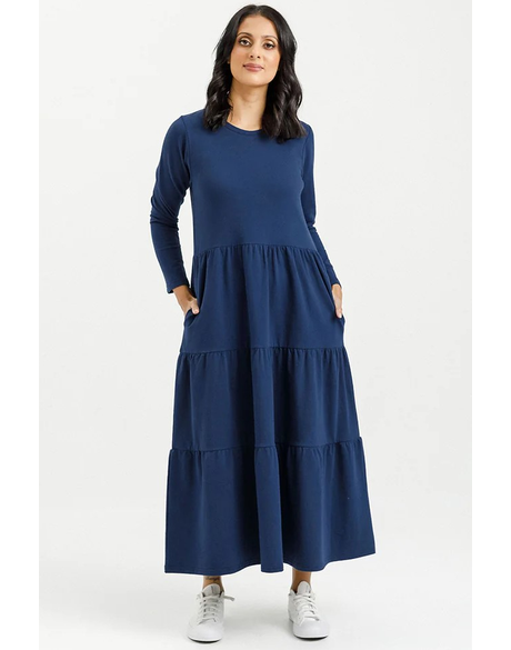 Long Sleeve Kendall Dress (Indigo Blue)