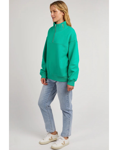 College Zip Crew (Bright Green) - Sweaters : Just Looking - Foxwood W24