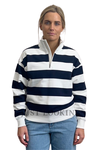 Australian Good Earth Cotton Stripe Zip Collar Sweat