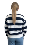 Australian Good Earth Cotton Stripe Zip Collar Sweat