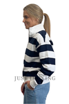 Australian Good Earth Cotton Stripe Zip Collar Sweat