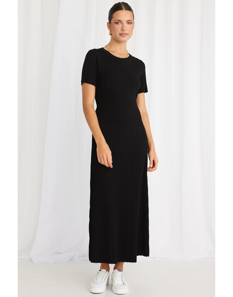 Taken Black Crew Neck SS Knit Dress