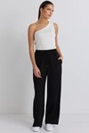 Townie Onyx Velvet Stripe Side Wide Leg Pants 