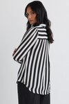 Solidify Black White Stripe Puff Sleeve LS Shirt