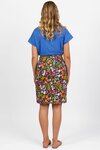 Printed Denim Skirt with Back Vent 