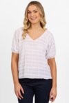 Plain V Neck Top with Floaty Sleeve