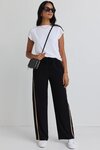 Confidant Black Stripe Leg Crepe Wide Pants 