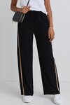 Confidant Black Stripe Leg Crepe Wide Pants 