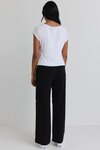 Confidant Black Stripe Leg Crepe Wide Pants 