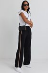 Confidant Black Stripe Leg Crepe Wide Pants 