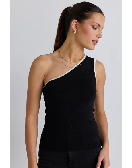 Urban Black One Shoulder Knit Top