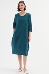 Diagonal Seam Linen Dress