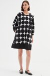 Tuck Cuff Oversized Print Dress