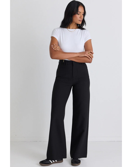 Zoey Black Tailored High Rise Wide Leg Pocket Pants