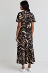 Anticipate Abstract Satin Kimono Bias Maxi Dress