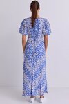 Astrid Blue Floral Puff Sleeve Bias Maxi Dress