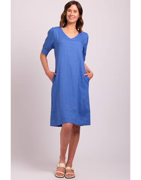 Dress - V Neck, Puff Sleeve