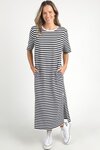 Merry Tee Dress (Stripe w/ Pink Neck Band)