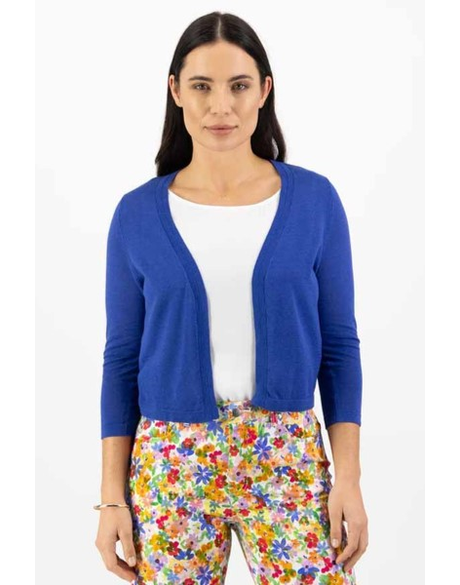 Open Front Lightweight Knit Shrug (Cobalt)