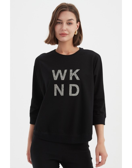 Embossed Metallic WKND 3/4 Crew