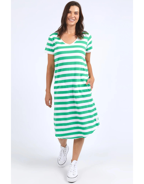 Maeve Midi Dress Stripe (Greenbriar & White Stripe)