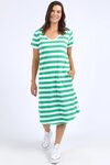 Maeve Midi Dress Stripe (Greenbriar & White Stripe)